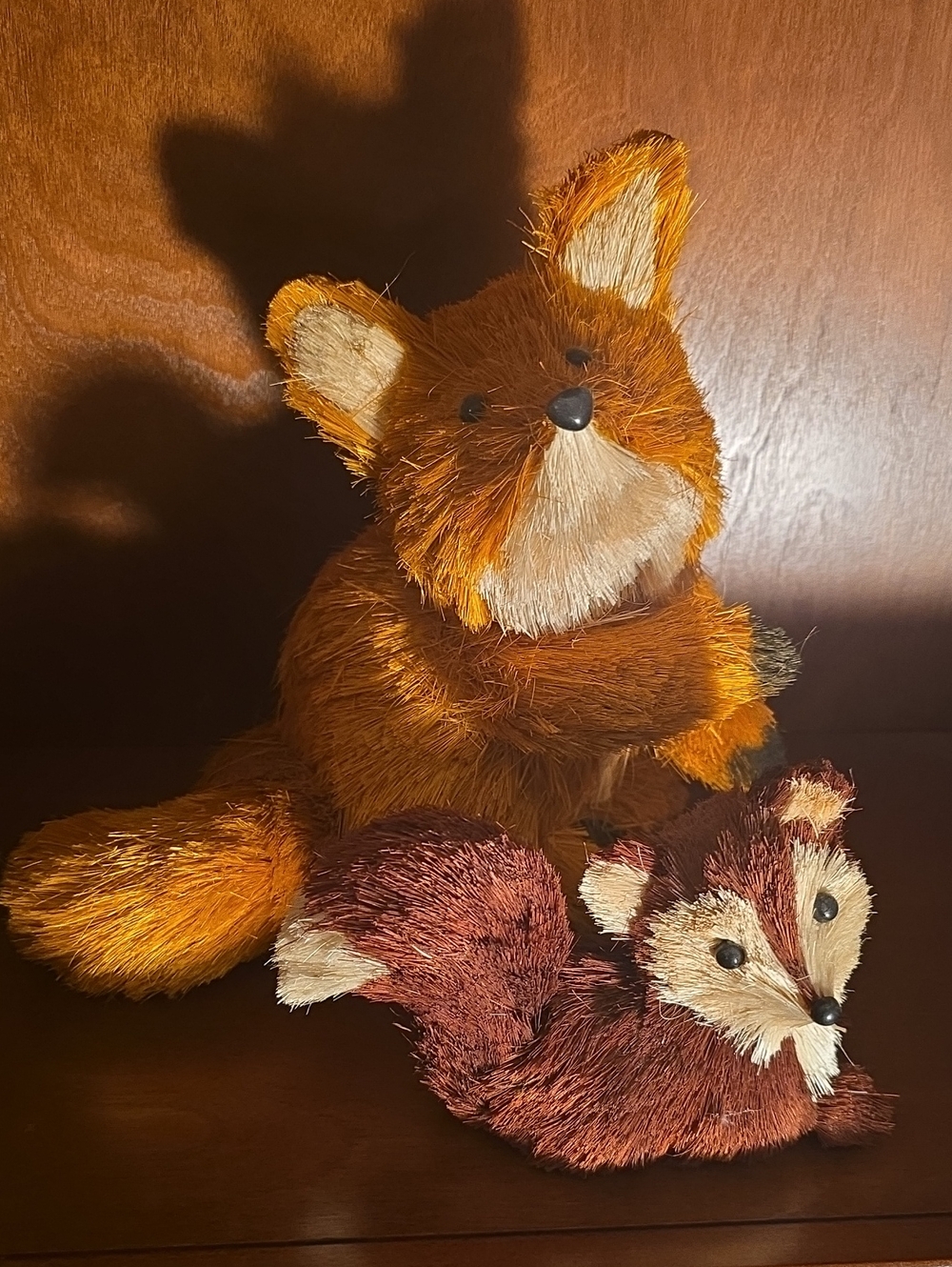 Pair Of Sisal/Straw Fox Figures
